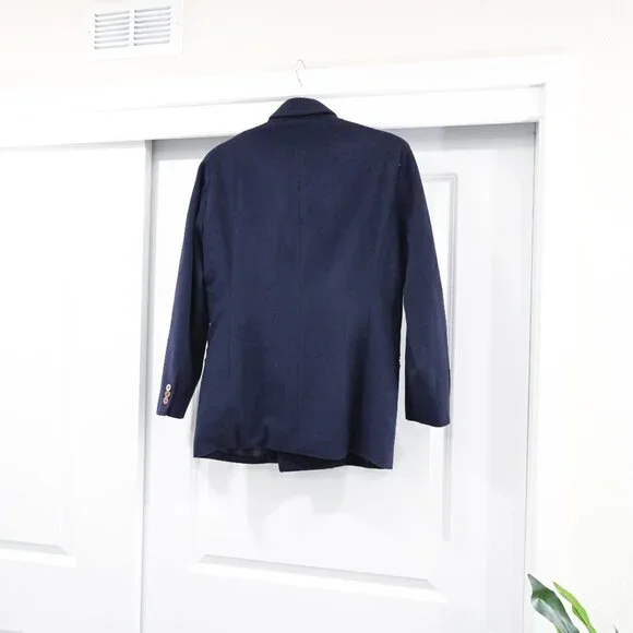 J. Crew Size 4 Double Breasted Navy Wool Cashmere Blazer - Picture 4 of 5